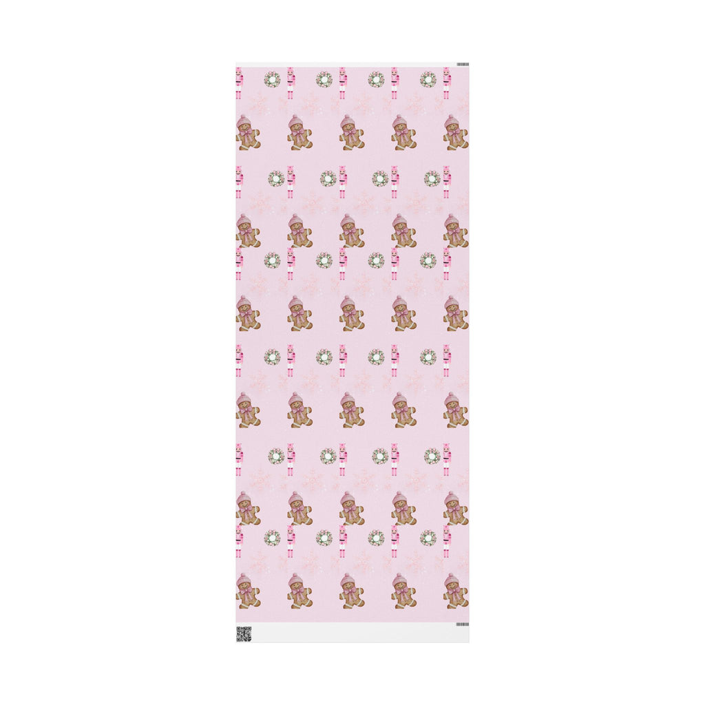 Pink Nutcracker Wrapping Paper — Cute Gingerbread Girl & Snowflake Christmas Gift Wrap
