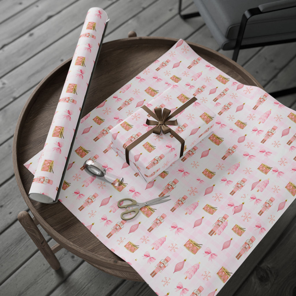 Pink Nutcracker Christmas Wrapping Paper — Aesthetic Ballet, Bows & Ornaments | Pinkmas Holiday Gift Wrap