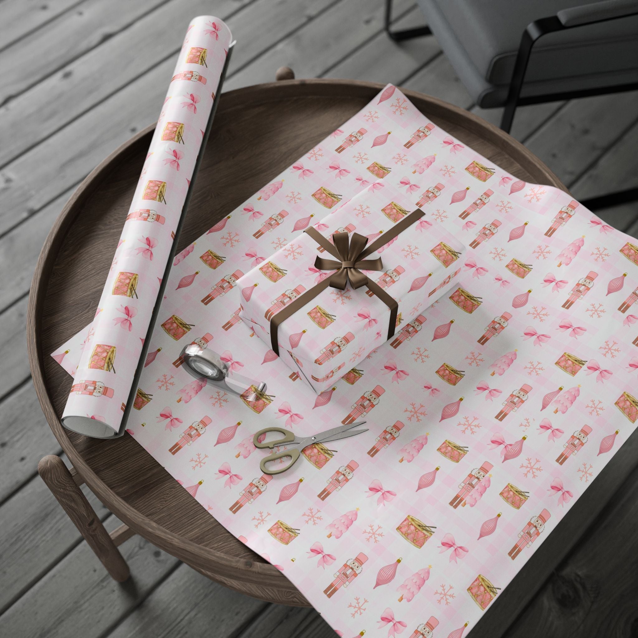 Pink Nutcracker Christmas Wrapping Paper — Aesthetic Ballet, Bows & Ornaments | Pinkmas Holiday Gift Wrap