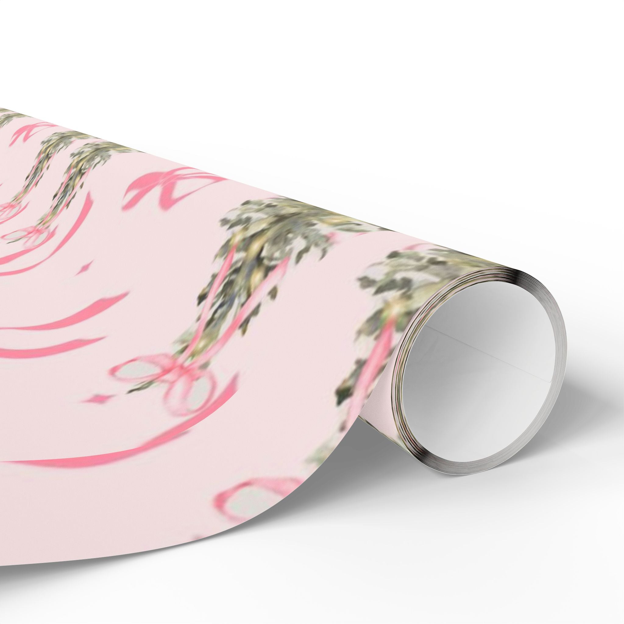 Pink Christmas Tree & Bow Wrapping Paper — Aesthetic Pinkmas Gift Wrap