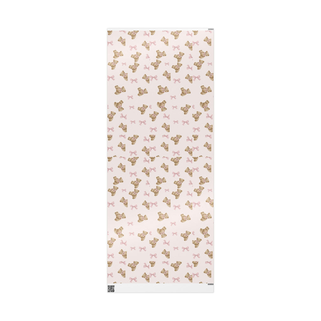 Pink Teddy Bear Christmas Wrapping Paper — Cute Girly Pinkmas Gift Wrap | Bow & Bear Holiday Paper