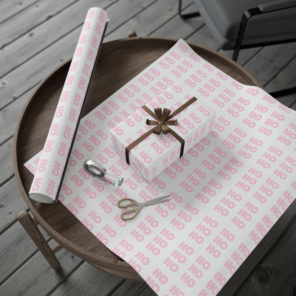 Pink HO HO HO Christmas Wrapping Paper - Aesthetic Pinkmas Gift Wrap | Cute Coquette Holiday Paper
