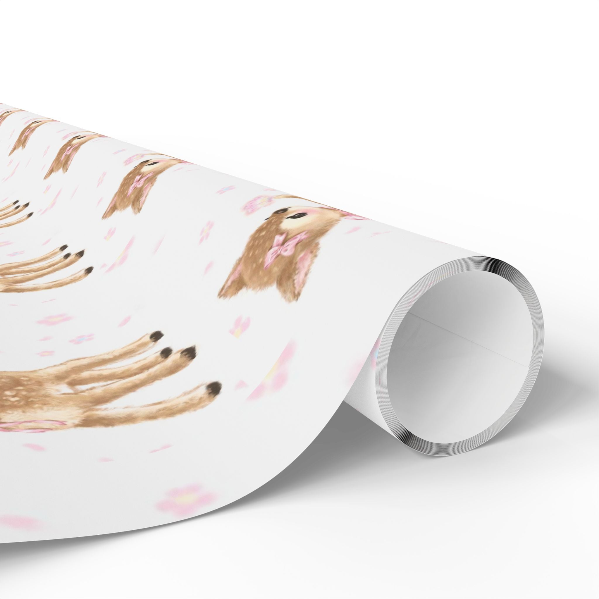 Cute Reindeer Christmas Wrapping Paper — Aesthetic Baby Deer Pink Holiday Gift Wrap