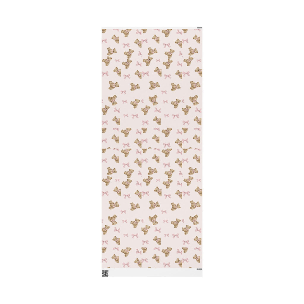 Pink Teddy Bear Christmas Wrapping Paper — Cute Girly Pinkmas Gift Wrap | Bow & Bear Holiday Paper