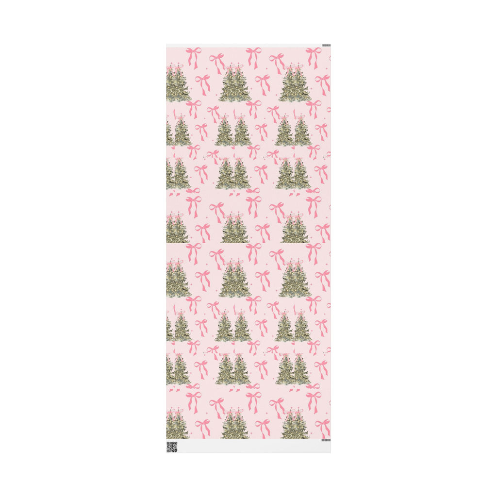 Pink Christmas Tree & Bow Wrapping Paper — Aesthetic Pinkmas Gift Wrap