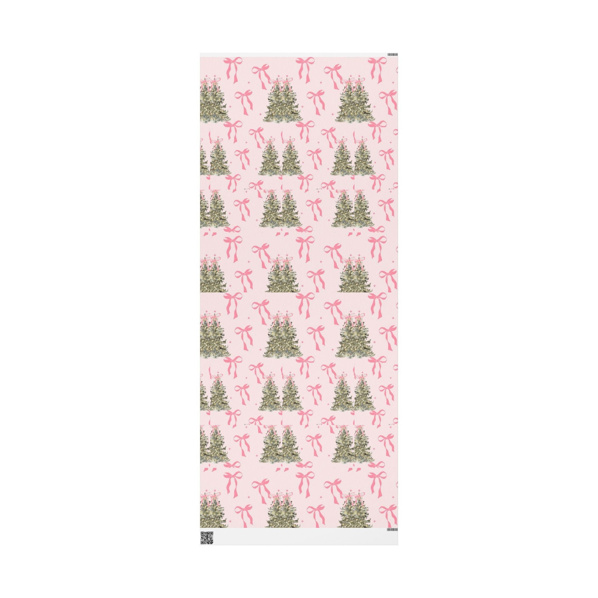 Pink Christmas Tree & Bow Wrapping Paper — Aesthetic Pinkmas Gift Wrap