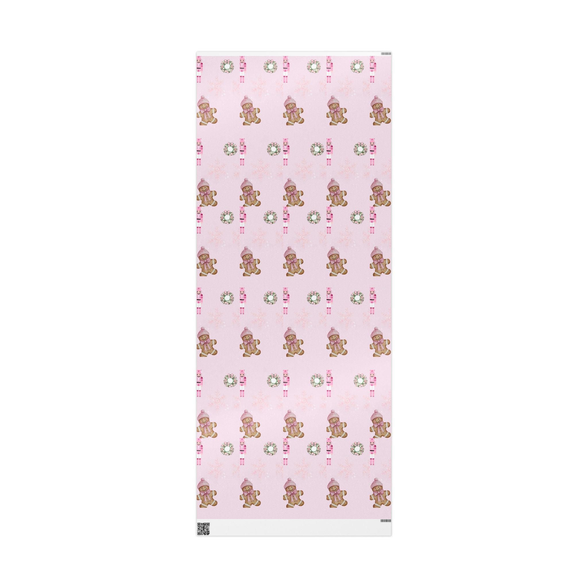 Pink Nutcracker Wrapping Paper — Cute Gingerbread Girl & Snowflake Christmas Gift Wrap