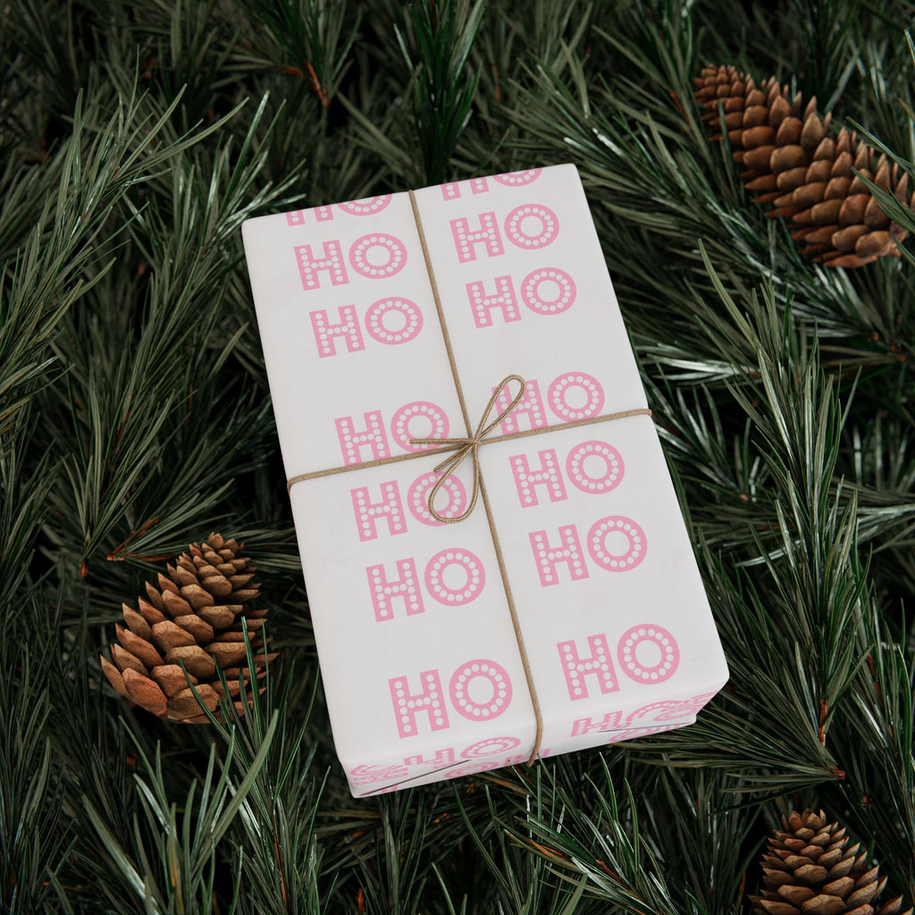 Pink HO HO HO Christmas Wrapping Paper - Aesthetic Pinkmas Gift Wrap | Cute Coquette Holiday Paper