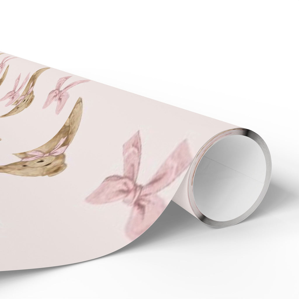 Pink Teddy Bear Christmas Wrapping Paper — Cute Girly Pinkmas Gift Wrap | Bow & Bear Holiday Paper