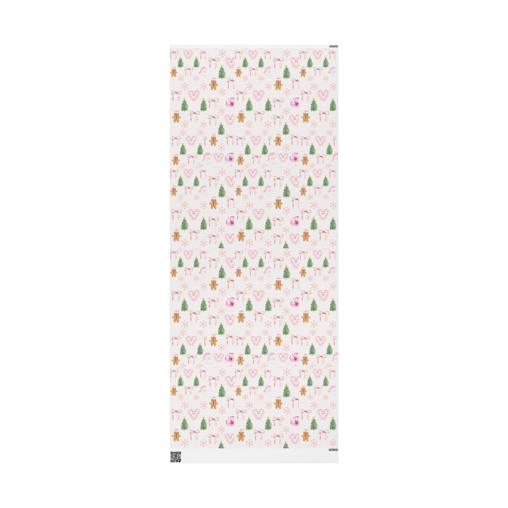 Pink Christmas Wrapping Paper — Cute Gingerbread, Santa & Candy Cane Holiday Gift Wrap
