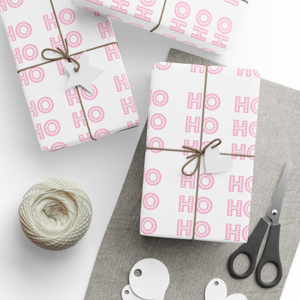 Pink HO HO HO Christmas Wrapping Paper - Aesthetic Pinkmas Gift Wrap | Cute Coquette Holiday Paper