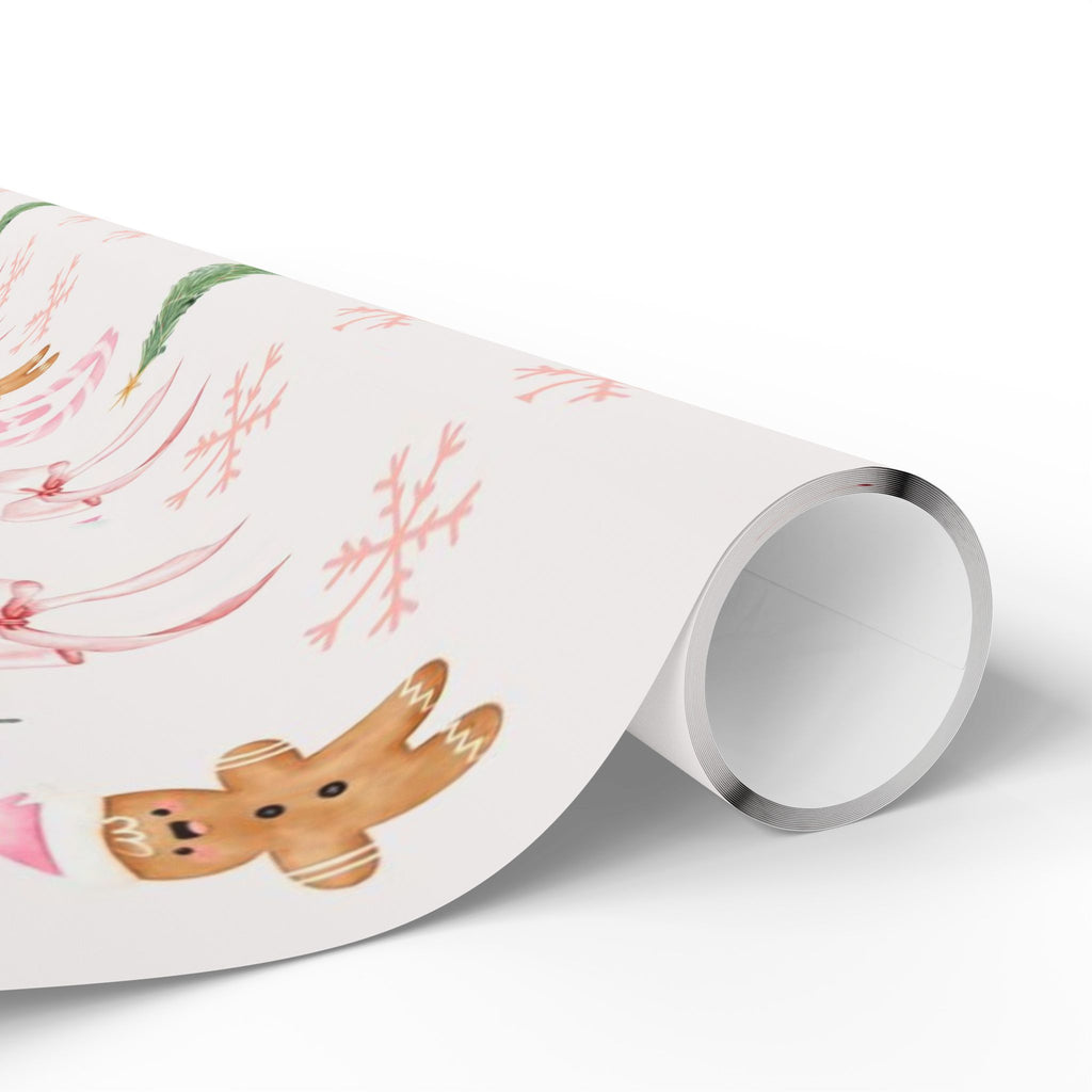 Pink Christmas Wrapping Paper — Cute Gingerbread, Santa & Candy Cane Holiday Gift Wrap