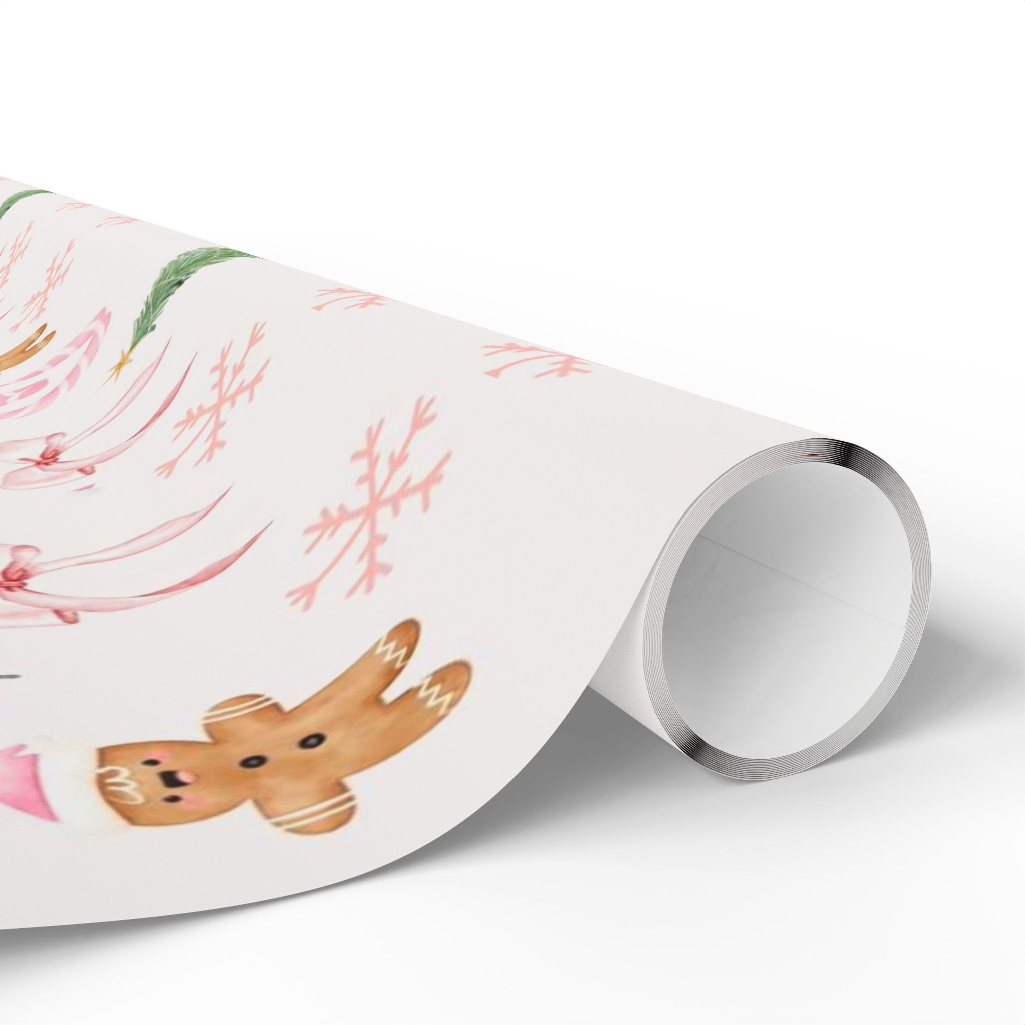 Pink Christmas Wrapping Paper — Cute Gingerbread, Santa & Candy Cane Holiday Gift Wrap