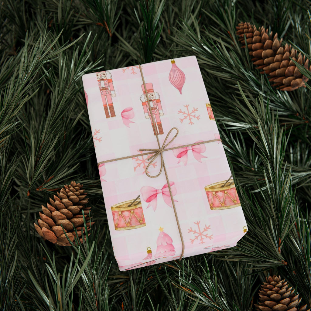 Pink Nutcracker Christmas Wrapping Paper — Aesthetic Ballet, Bows & Ornaments | Pinkmas Holiday Gift Wrap