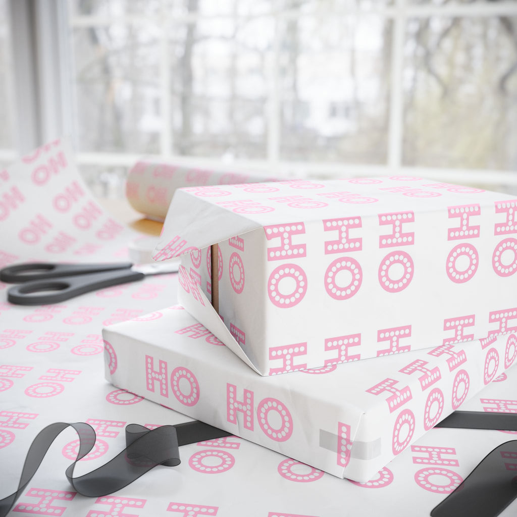 Pink HO HO HO Christmas Wrapping Paper - Aesthetic Pinkmas Gift Wrap | Cute Coquette Holiday Paper