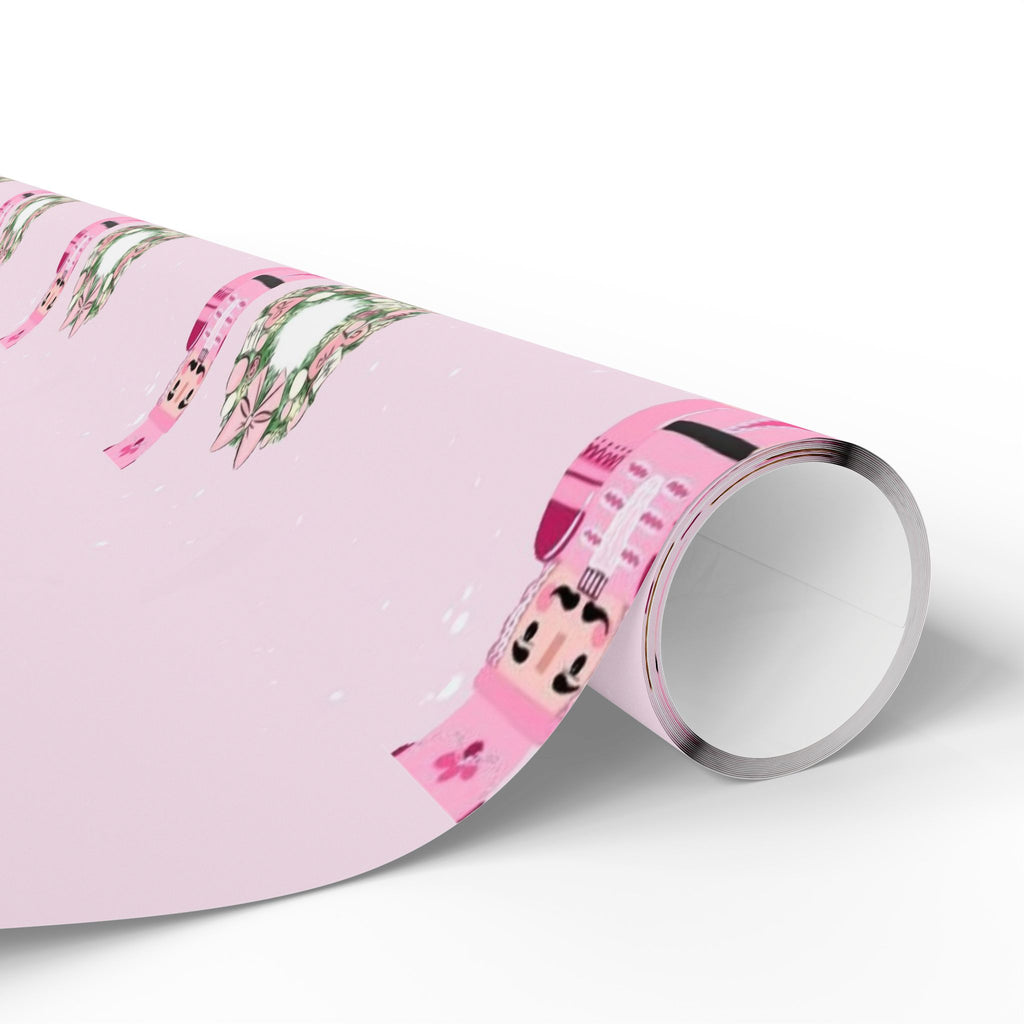Pink Nutcracker Wrapping Paper — Cute Gingerbread Girl & Snowflake Christmas Gift Wrap