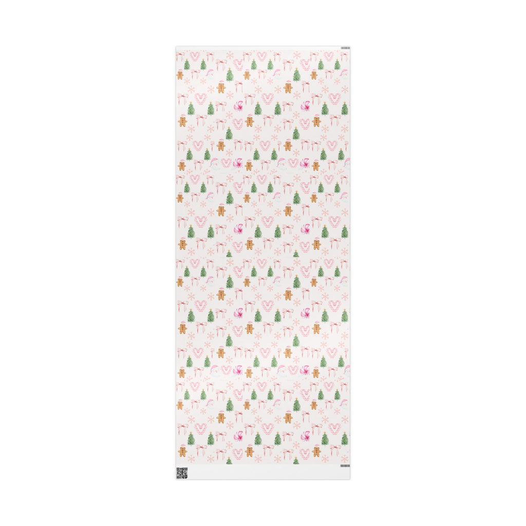 Pink Christmas Wrapping Paper — Cute Gingerbread, Santa & Candy Cane Holiday Gift Wrap