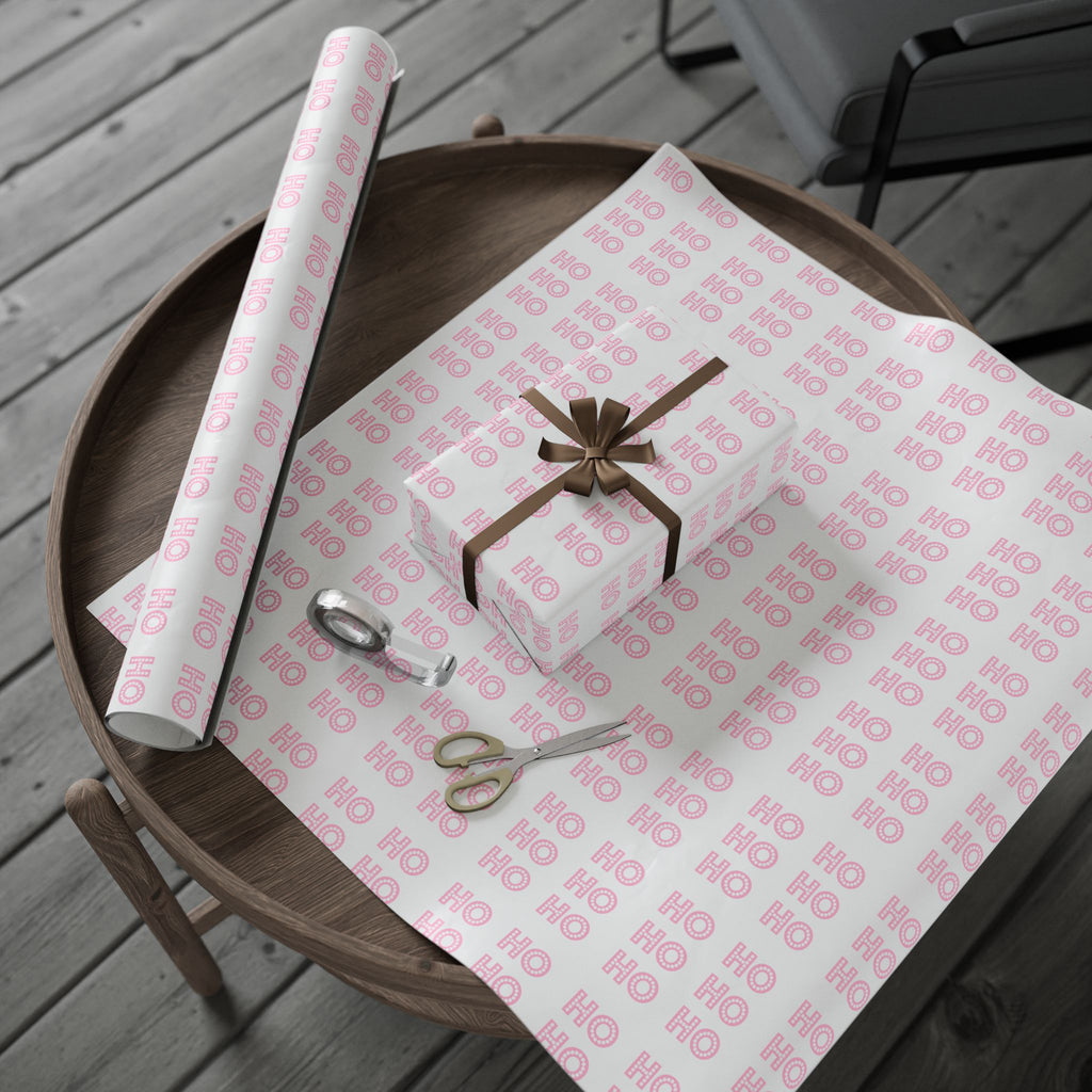 Pink HO HO HO Christmas Wrapping Paper - Aesthetic Pinkmas Gift Wrap | Cute Coquette Holiday Paper