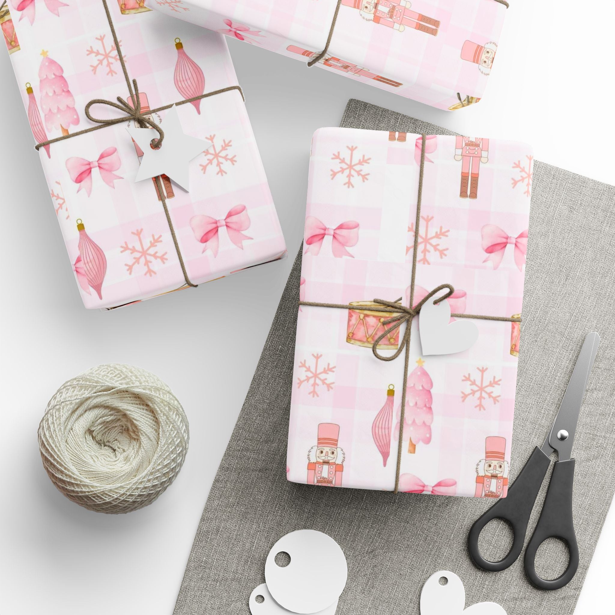 Pink Nutcracker Christmas Wrapping Paper — Aesthetic Ballet, Bows & Ornaments | Pinkmas Holiday Gift Wrap